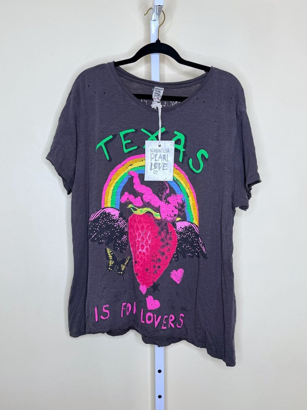 Magnolia Pearl Texas Is For Lovers T-shirt Gray Cotton NEW w/ tag SOLD OUT STYLE